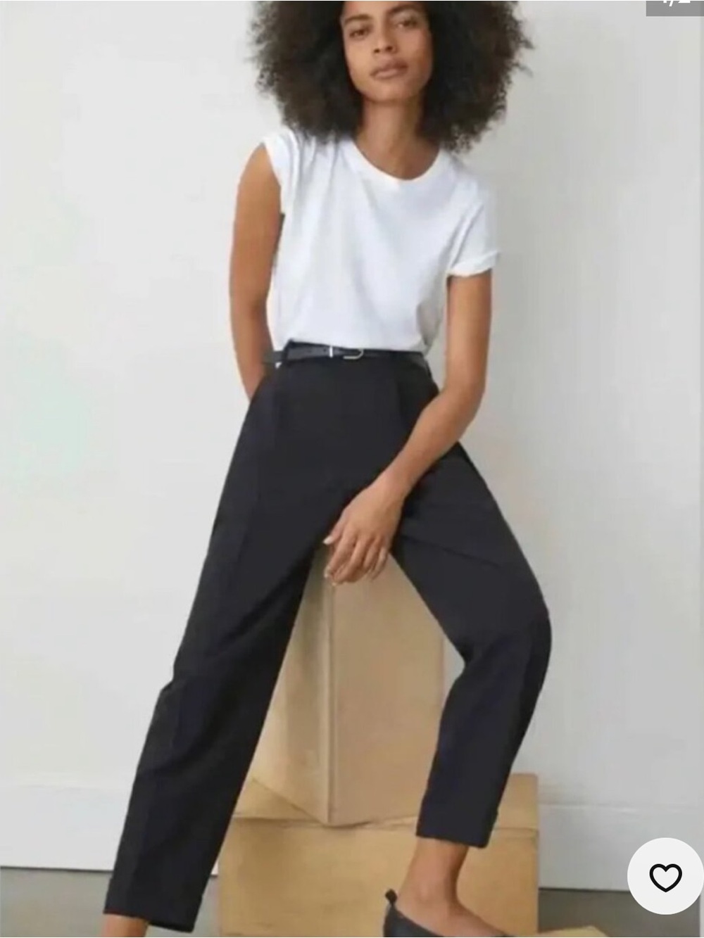 Everlane The Put Together Pleat Pant high rise cuffed Black - Women's Size 4